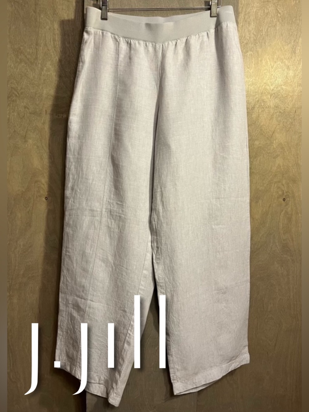J. Jill Grey Linen Pin Tuck Wideleg Pants M